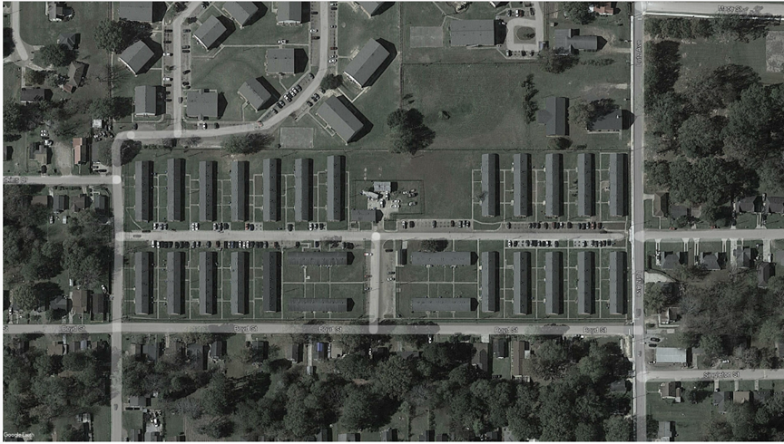 aerial view of the existing development